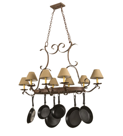 54" Long Laramie 8 Light Pot Rack