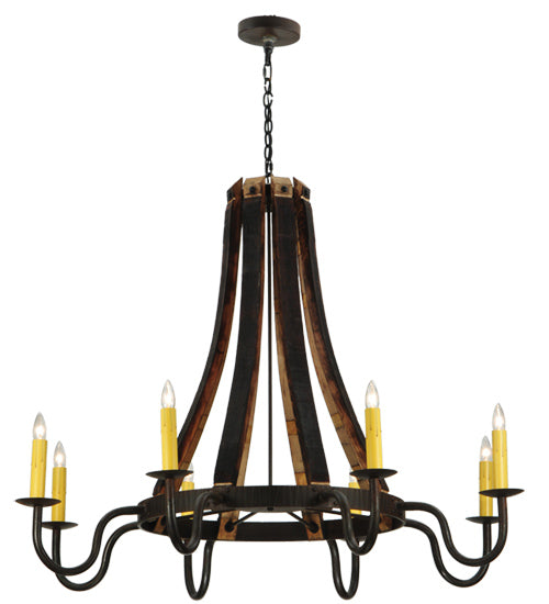 50"W Barrel Stave Madera 8 Lt Chandelier