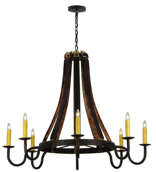 50"W Barrel Stave Madera 8 Lt Chandelier