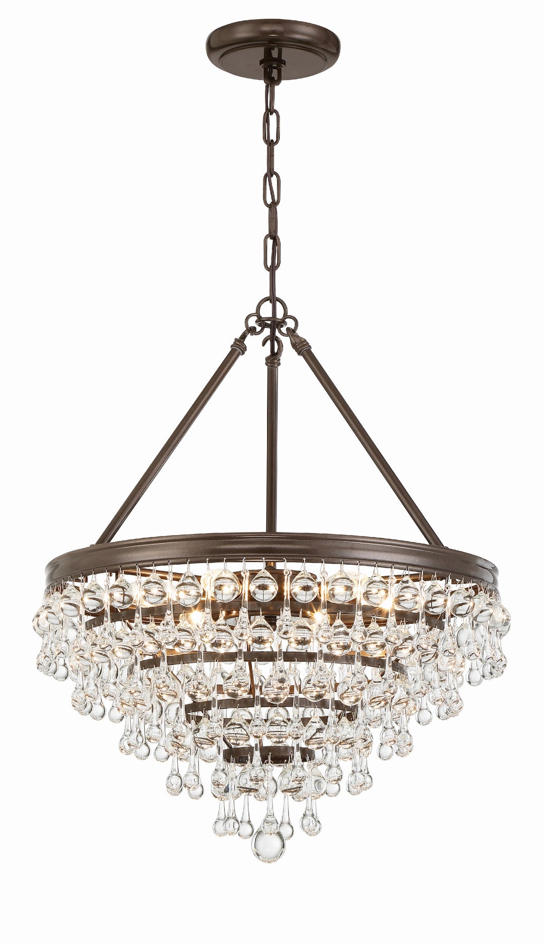 Calypso 6 Light Crystal Teardrop Polished Chrome Chandelier