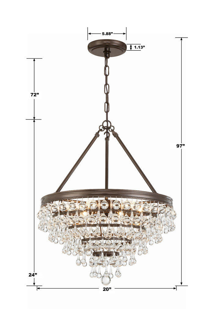 Crystorama Calypso 6 Light Crystal Teardrop Polished Chrome Chandelier