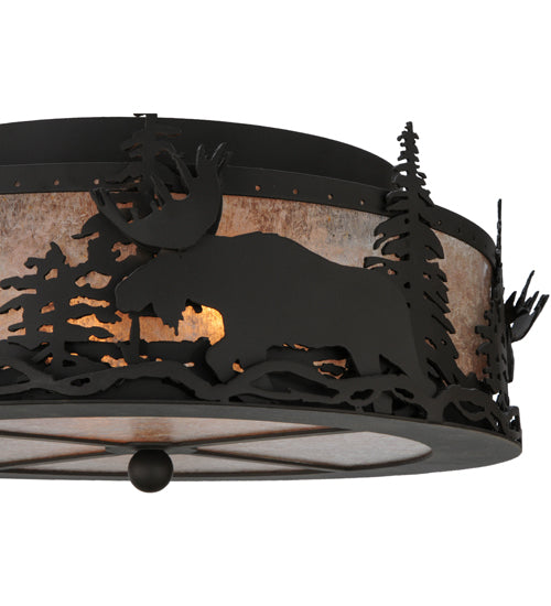 17" Wide Moose At Dusk Flushmount