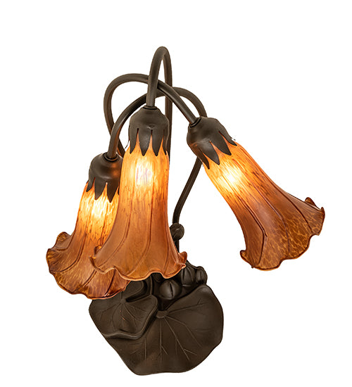 16" High Amber Tiffany Pond Lily 3 Light Accent Lamp