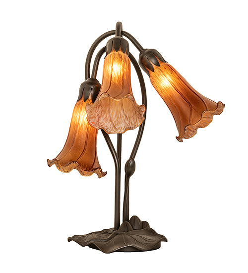 16" High Amber Tiffany Pond Lily 3 Light Accent Lamp