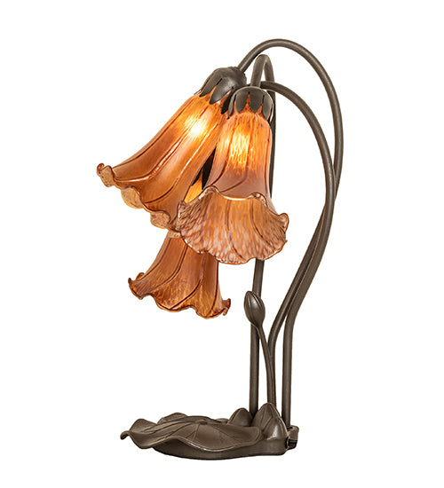 16" High Amber Tiffany Pond Lily 3 Light Accent Lamp