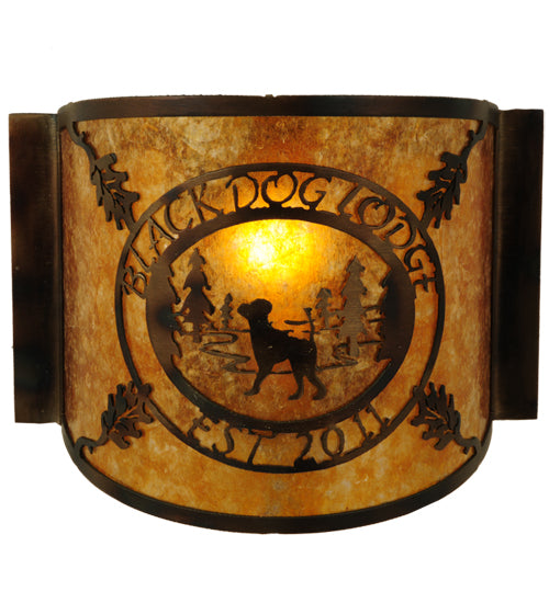 12"W Personalized Black Dog Lodge Wall Sconce