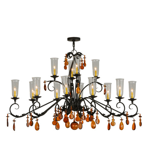 62" Long Windsor 14 Light Oblong Chandelier