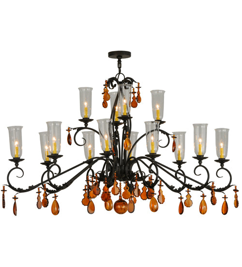 62" Long Windsor 14 Light Oblong Chandelier