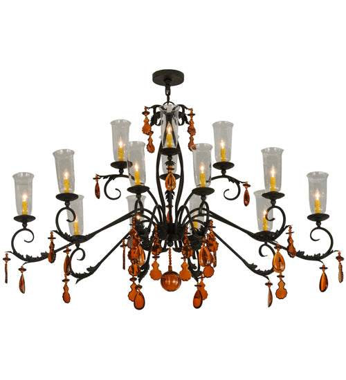 62" Long Windsor 14 Light Oblong Chandelier