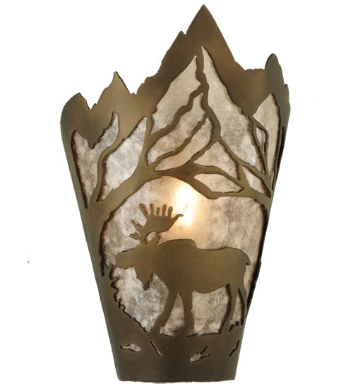 8"W Moose At Dawn Left Wall Sconce