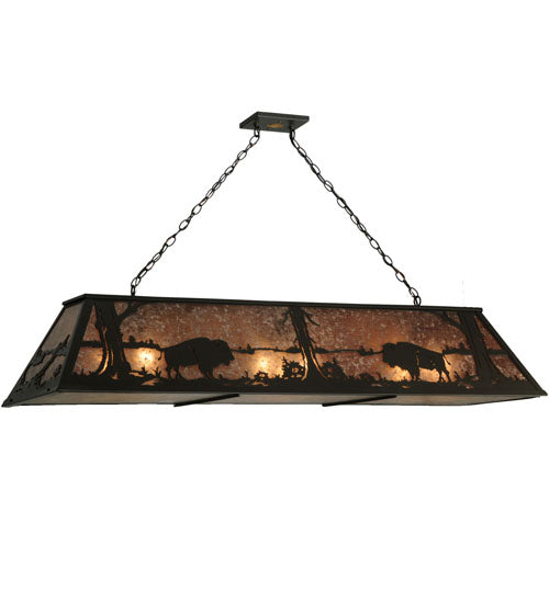 62" Long Buffalo At Lake Oblong Pendant