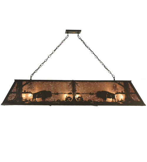 62" Long Buffalo At Lake Oblong Pendant