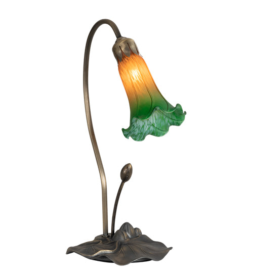 16" High Amber/Green Tiffany Pond Lily Accent Lamp