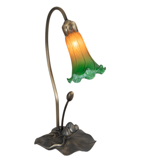 16" High Amber/Green Tiffany Pond Lily Accent Lamp