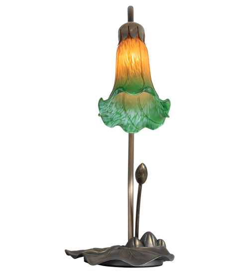 16" High Amber/Green Tiffany Pond Lily Accent Lamp