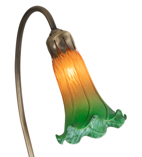 16" High Amber/Green Tiffany Pond Lily Accent Lamp