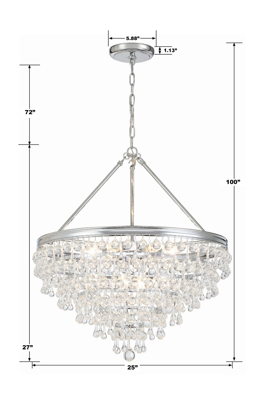 Crystorama Calypso 8 Light Crystal Teardrop Polished Chrome Chandelier