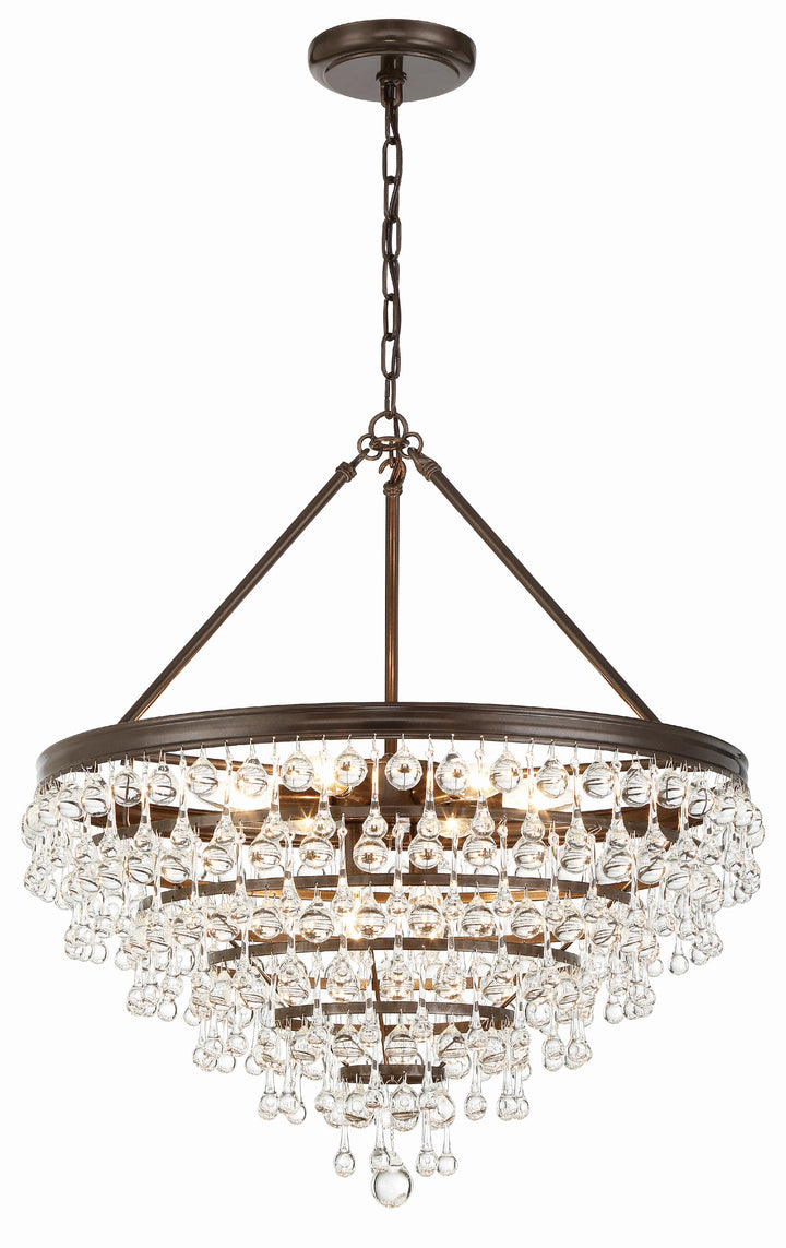 Calypso 8 Light Crystal Teardrop Polished Chrome Chandelier