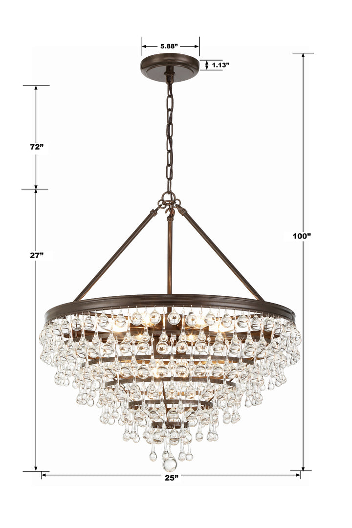 Crystorama Calypso 8 Light Crystal Teardrop Polished Chrome Chandelier