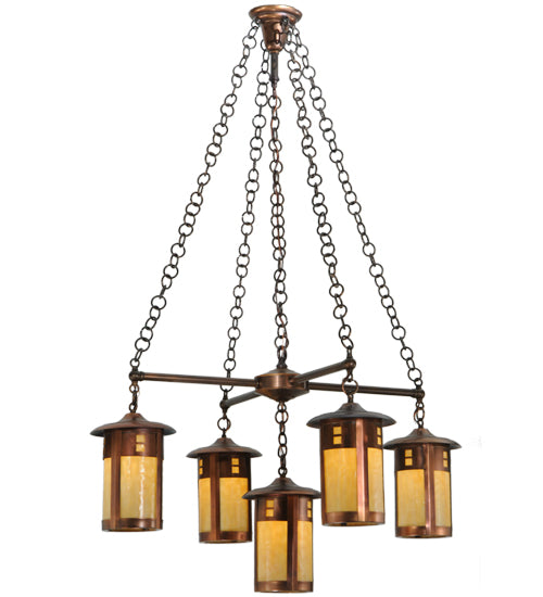 36" Wide Fulton Prairie Loft 5 Light Chandelier