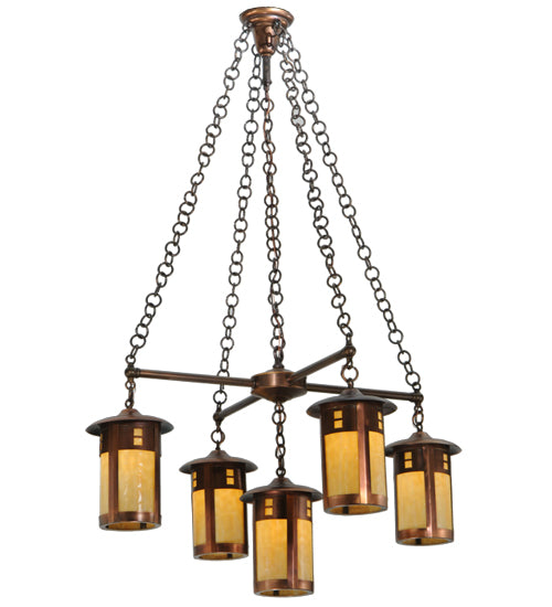 36" Wide Fulton Prairie Loft 5 Light Chandelier