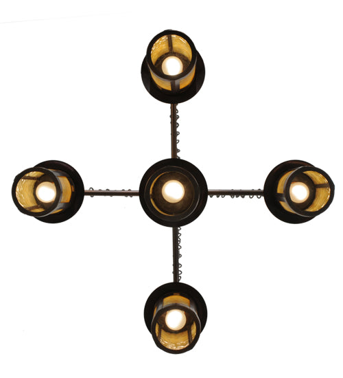 36" Wide Fulton Prairie Loft 5 Light Chandelier