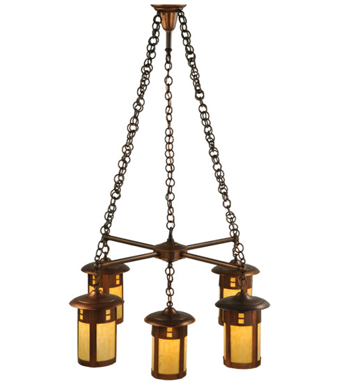 36" Wide Fulton Prairie Loft 5 Light Chandelier