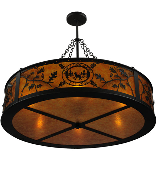 43.75"W Personalized Black Dog Lodge W/Uplights Inverted Pendant