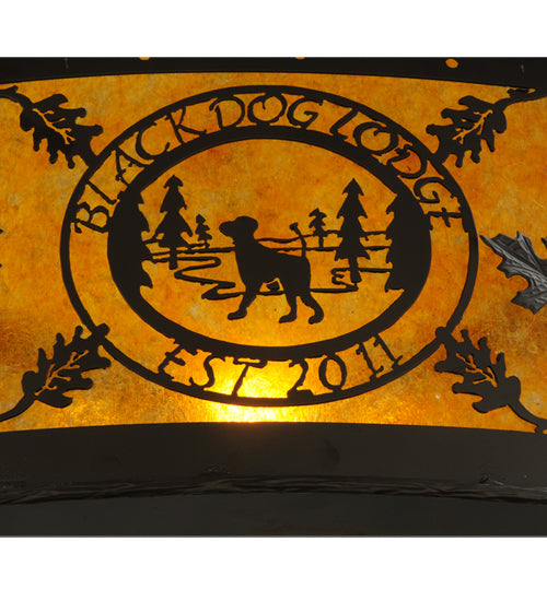 43.75"W Personalized Black Dog Lodge W/Uplights Inverted Pendant