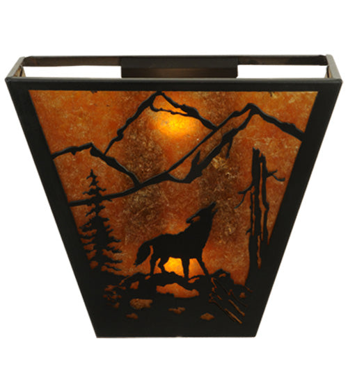 13" Wide Wolf On The Loose Wall Sconce