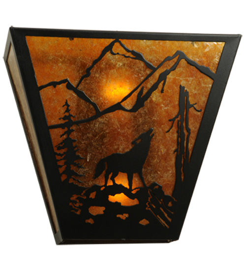 13" Wide Wolf On The Loose Wall Sconce