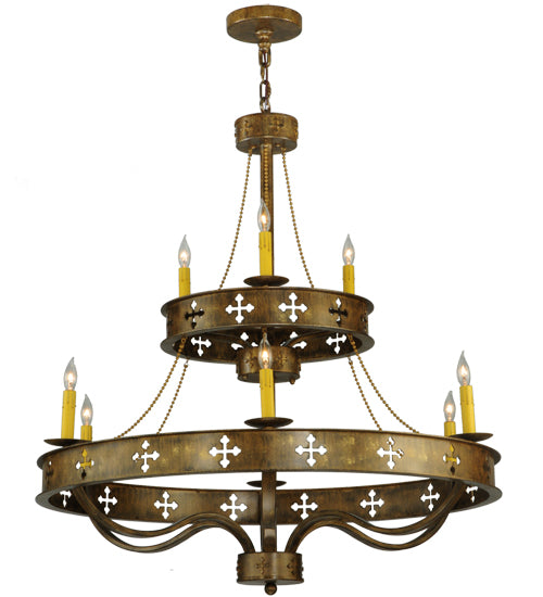 37.5"W Byzantine 9 Lt Two Tier Chandelier