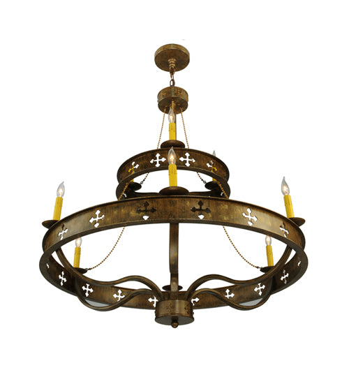 37.5"W Byzantine 9 Lt Two Tier Chandelier