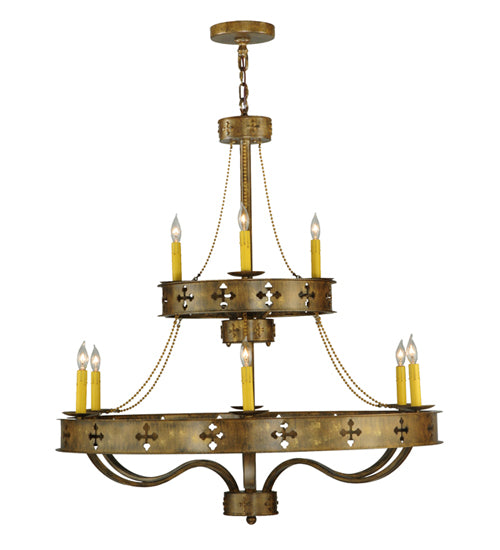 37.5"W Byzantine 9 Lt Two Tier Chandelier