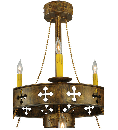 37.5"W Byzantine 9 Lt Two Tier Chandelier