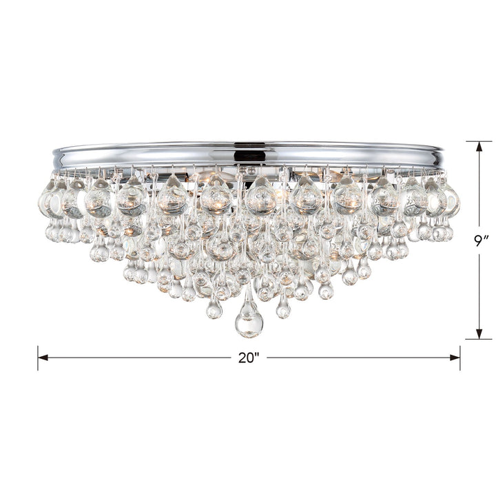 Crystorama Calypso 6 Light Crystal Teardrop Polished Chrome Flush Mount