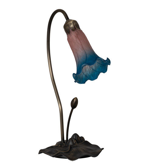 16" High Pink/Blue Tiffany Pond Lily Accent Lamp