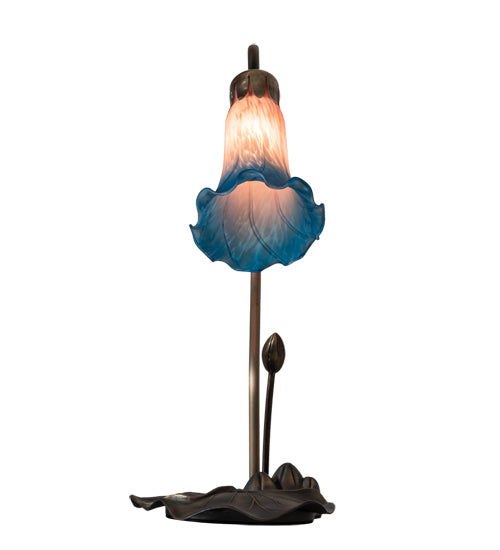 16" High Pink/Blue Tiffany Pond Lily Accent Lamp