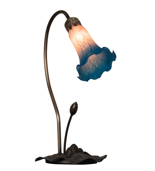 16" High Pink/Blue Tiffany Pond Lily Accent Lamp