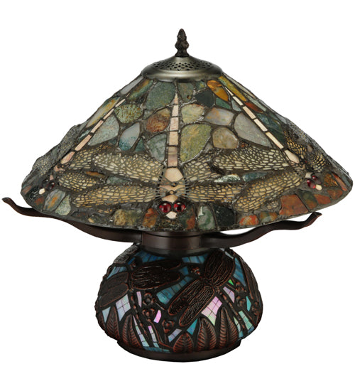 16.5"H Dragonfly Cut Agata Table Lamp