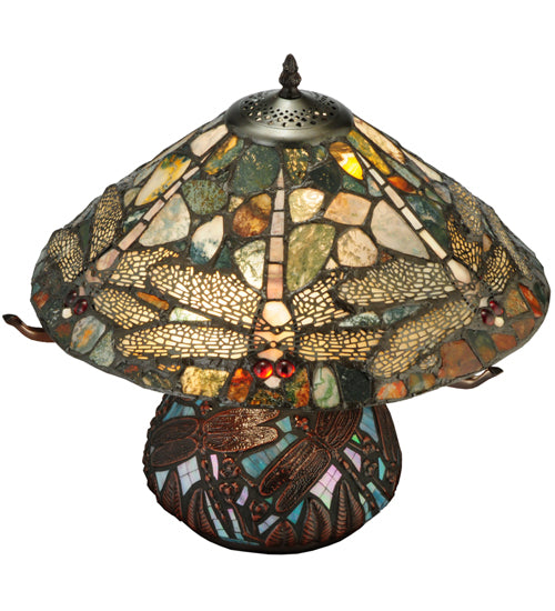 16.5"H Dragonfly Cut Agata Table Lamp