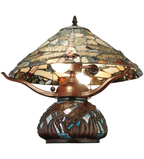 16.5"H Dragonfly Cut Agata Table Lamp