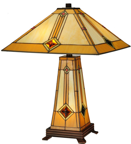 23"H Diamond Mission Lighted Base Table Lamp