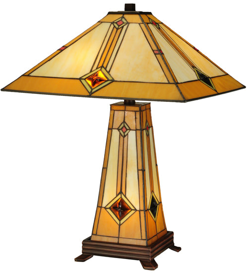 23"H Diamond Mission Lighted Base Table Lamp