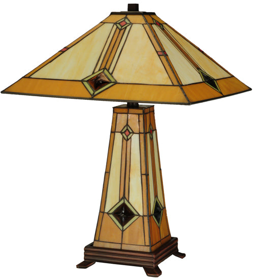 23"H Diamond Mission Lighted Base Table Lamp