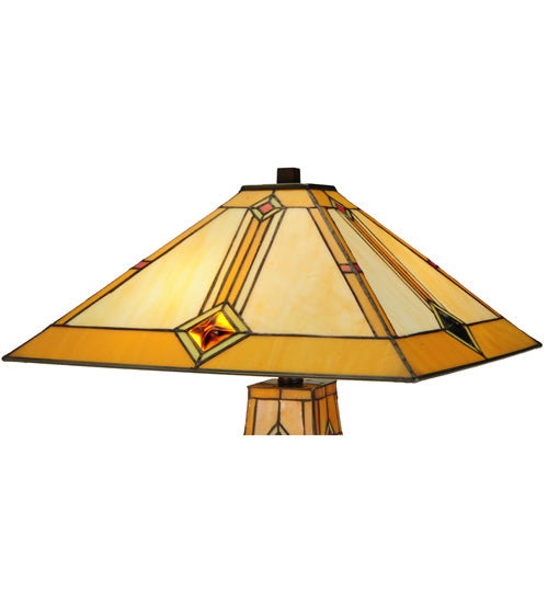 23"H Diamond Mission Lighted Base Table Lamp