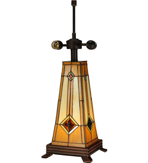 23"H Diamond Mission Lighted Base Table Lamp