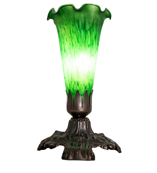 7" High Green Tiffany Pond Lily Victorian Mini Lamp