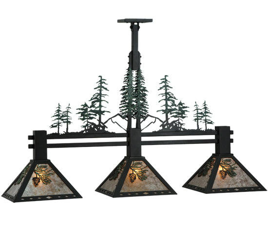 45"L Winter Pine 3 Lt Island Pendant