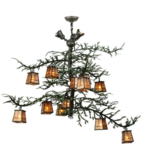 48"W Pine Branch Valley View 12 Lt W/Uplights Chandelier